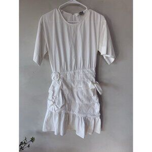 ALC A.L.C. Women’s 2 Dress White Short Mini Short Sleeve Ruched Designer